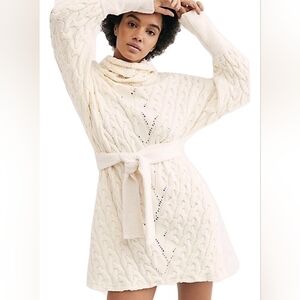 Free People New Cream Turtleneck Sweater Dress. Size S/M. KNIT